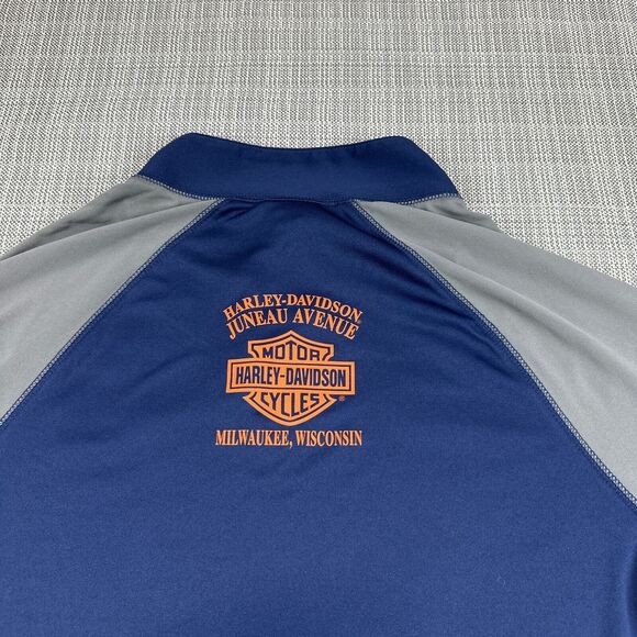 Harley Davidson Pullover Mens Medium Performance 1/4 Zip Long Sleeve Blue - Picture 6 of 11